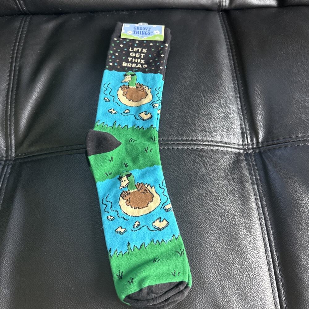 Men’s Groovy Things Socks, Mallards Let’s Get This Bread, One Size Fits Most
